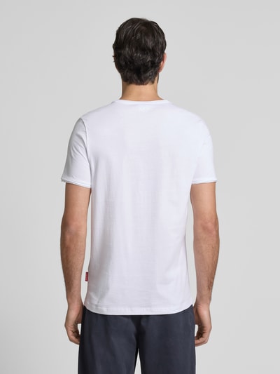 JOOP! JEANS T-Shirt mit geripptem Rundhalsausschnitt Modell 'Caspian' Weiss 5