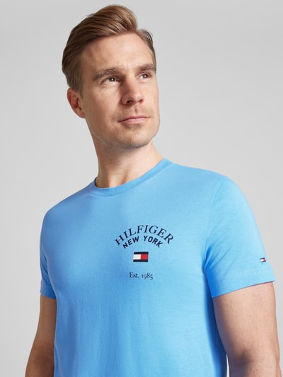 Tommy Hilfiger T-shirt met labelprint Oceaanblauw - 3