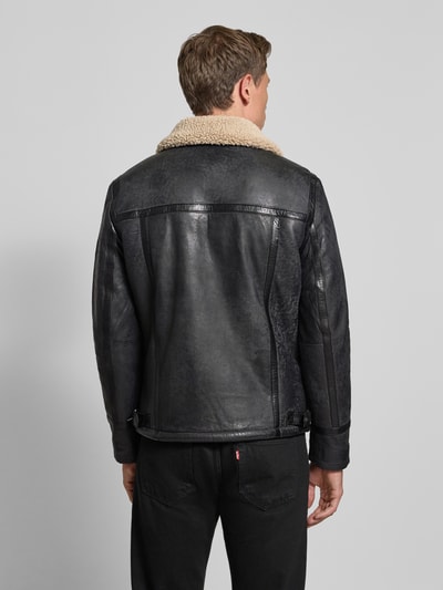 Gipsy Leren jack van schapennappa met ritszakken Antraciet - 5