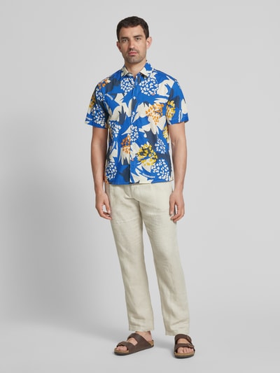 Napapijri Koszula casualowa o kroju slim fit z wyhaftowanym logo Niebieski 1