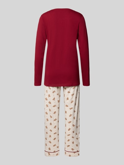 Happy Shorts Pyjama met ronde hals, model 'XMAS' Bordeaux - 3
