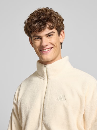 adidas Sportswear Fleecejack met opstaande kraag en labelstitching Offwhite - 3