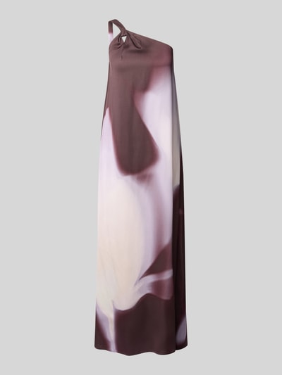 Produktfoto, Regular Fit One Shoulder Maxikleid aus Viskose-Leinen-Mix Modell 'DANTEA' von BOSS mit Optik:Allover-Muster, florales Muster, Maxi-Länge, fließende Passform, Satin-Materialverarbeitung