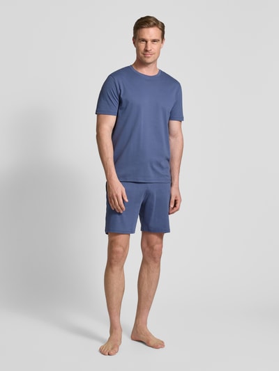 Christian Berg Men Sweatshorts met labelstitching Rookblauw - 1