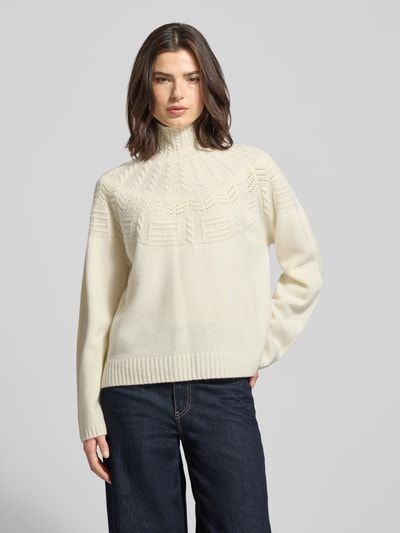 Tommy Hilfiger Relaxed fit coltrui van zuivere wol Ecru - 4