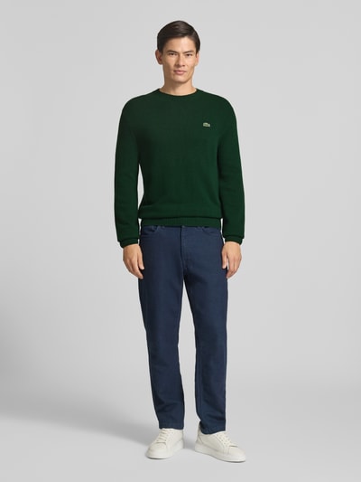 Lacoste Regular Fit Pullover aus reiner Wolle Dunkelgruen 1