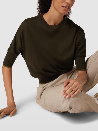 Max Mara Studio Strickshirt mit gerippten Abschlüssen Modell 'KERRY' Khaki 3