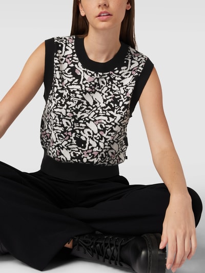 QS by s.Oliver Gebreide pullover met all-over motief Zwart - 3