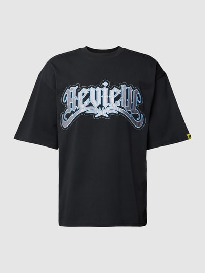 REVIEW Oversized T-Shirt mit Silber Logo Print Black 2