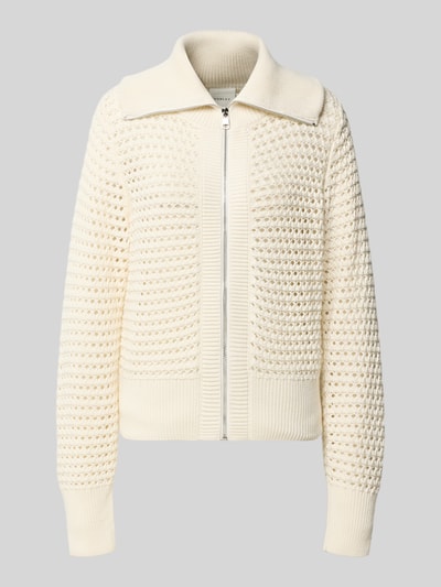 Produktfoto, Regular fit cardigan van puur katoen Model 'Eloise' van VARLEY, platte kraag, ritssluiting, tricotlook, ruglengte maat S: 55 cm, mouwlengte maat S: 69 cm