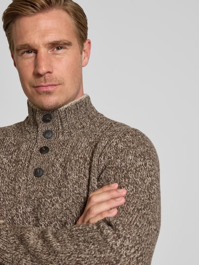GRAN SASSO Strickpullover aus Schurwolle mit Troyer-Kragen Dunkelbraun 3
