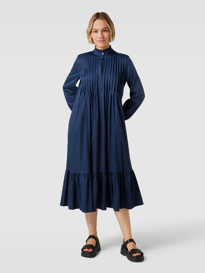 Risy & Jerfs Sukienka midi z czystej bawełny z kontrafałdą model ‘Girona’ Granatowy 1