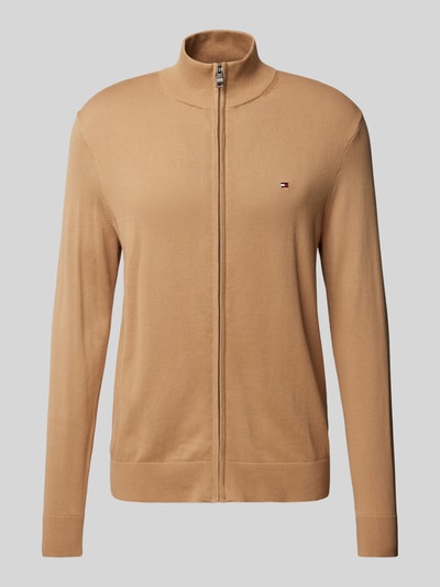 Tommy Hilfiger Strickjacke mit Logo-Stitching Modell 'ESSENTIAL' Camel 2