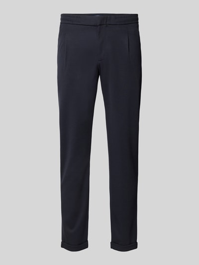 MCNEAL Tapered Fit Bundfaltenhose mit Strukturmuster Marine 2