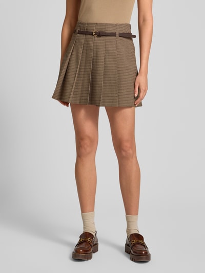 Jake*s Collection Spódnica mini z dodatkiem wiskozy z plisami Ciemnobrązowy 4