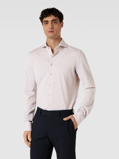 Profuomo Slim fit zakelijk overhemd in gemêleerde look Beige - 4