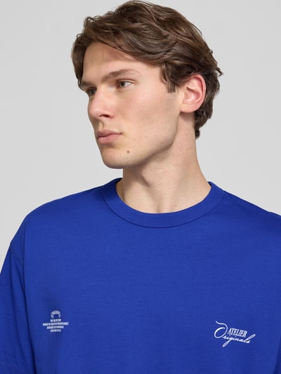JACK & JONES damski t-shirt o kroju regular fit z obniżoną linią ramion Królewski niebieski 3