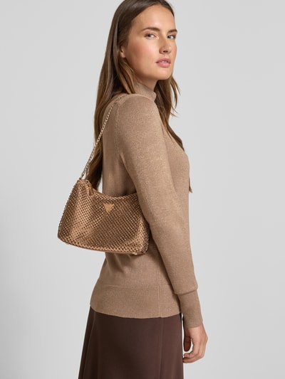 Guess Torba na ramię z detalem z logo model ‘ZALINA’ Metaliczny brązowy 1