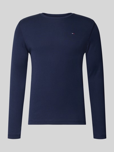 Tommy Jeans Bluzka z długim rękawem o kroju slim fit z prążkowaną fakturą Granatowy melanż 2