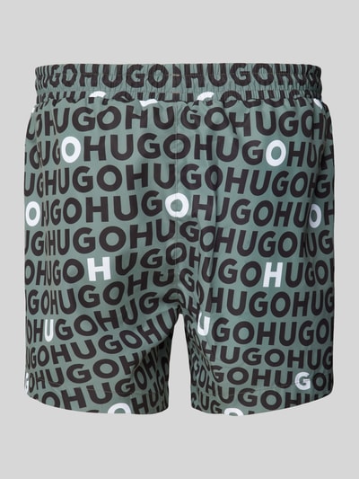 HUGO Regular Fit Badehose mit Label-Print Modell 'TORTUGA' Khaki 3