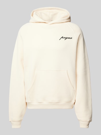 PEQUS Hoodie mit Label-Print Sand 1