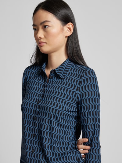 Marc O'Polo Regular fit blouse met lange mouwen en all-over motief Rookblauw - 3