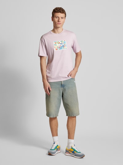 Jack & Jones T-shirt met labelprint, model 'ORNOTO' Lavendel - 1