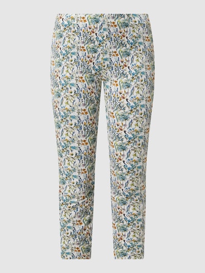 Raffaello Rossi Korte comfortbroek met bloemenmotief, model 'Penny' Oceaanblauw - 2