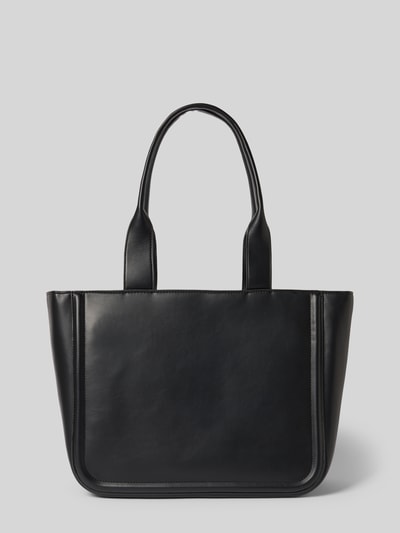 Produktfoto, Tote Bag in Leder-Optik von CK Calvin Klein, schwarze Leder-Optik, Logo-Print, Hauptfach mit Reißverschluss, Tragehenkel, 35x28x15 cm, Schulterriemen 56 cm.
