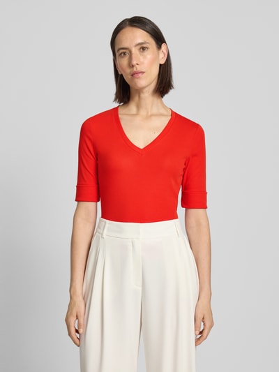 Lauren Ralph Lauren T-Shirt mit V-Ausschnitt Modell 'JUDY' Hellrot Melange 4