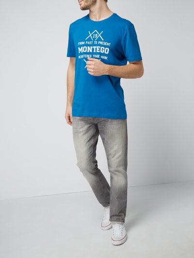 Montego T-Shirt mit großem Logo-Print Metallic Tuerkis 1