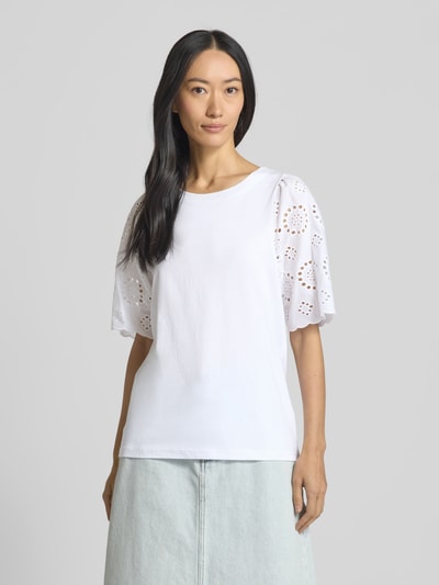Soyaconcept T-Shirt mit Lochstickerei Modell 'LORAINE' Weiss 4