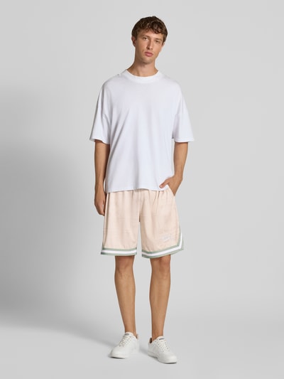 KARL KANI Regular fit sweatshorts met labelstitching, model 'Varsity' Zand - 1