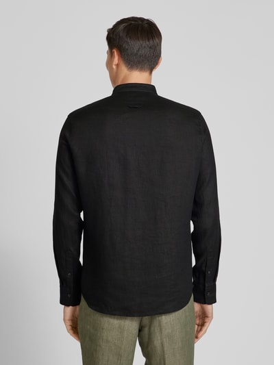 Drykorn Regular fit linnen overhemd met opstaande kraag, model 'TAROK' Zwart - 5