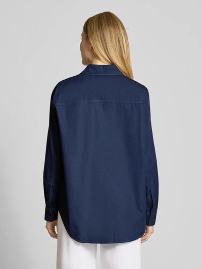 Emporio Armani Oversized Hemdbluse mit Label-Stitching Marine 5