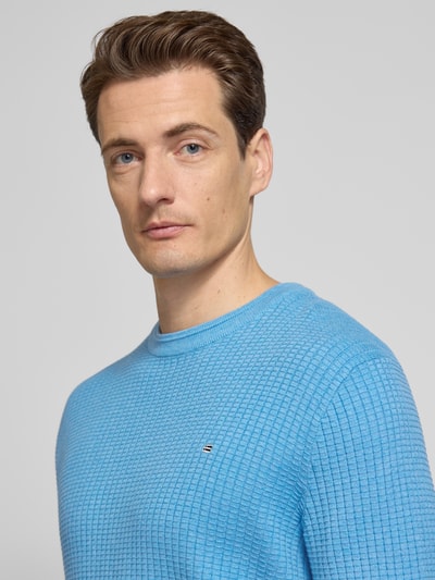 Christian Berg Men Strickpullover mit Logo-Stitching Blau Melange 3