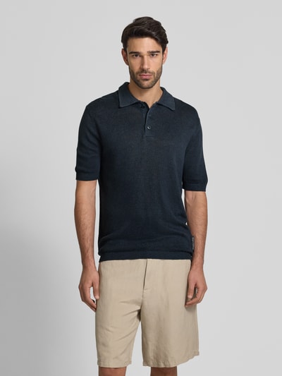 Marc O'Polo Regular Fit Poloshirt aus Leinen-Baumwoll-Mix Marine 4