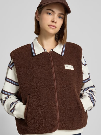 OH APRIL kamizelka w kroju regular fit z czystej bawełny model 'Magnolia' Ciemnobrązowy 3
