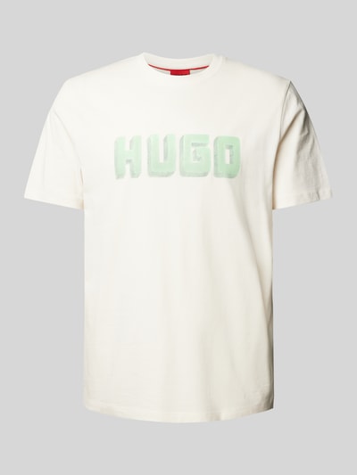 HUGO T-shirt z nadrukiem z logo model ‘Daqerio’ Złamany biały 2