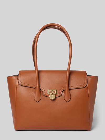 Lauren Ralph Lauren Torebka skórzana z zawieszką z logo Koniakowy 2