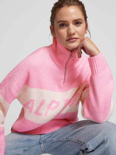 Pieces Relaxed Fit Troyer mit Schriftzug Modell 'NORDAN' Pink 3