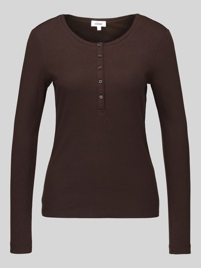 s.Oliver RED LABEL Langarmshirt mit kurzer Knopfleiste Dunkelbraun 2