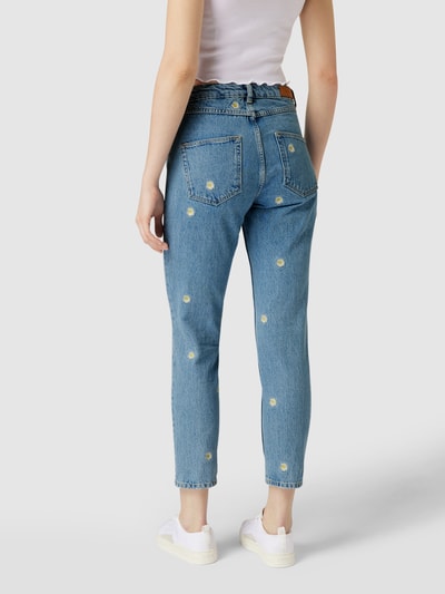 Review Skinny mom fit jeans met motiefstitchings Jeansblauw - 5