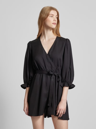 EDITED Jumpsuit van lyocell met strikceintuur Zwart - 4