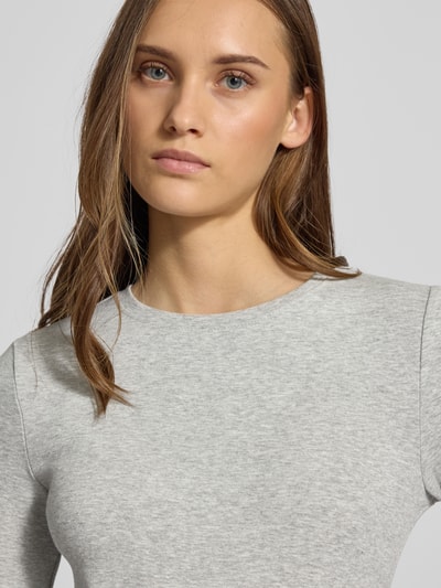 Only Bluzka z długim rękawem o kroju slim fit z mieszanki bawełny model ‘RILEY’ Jasnoszary melanż 3