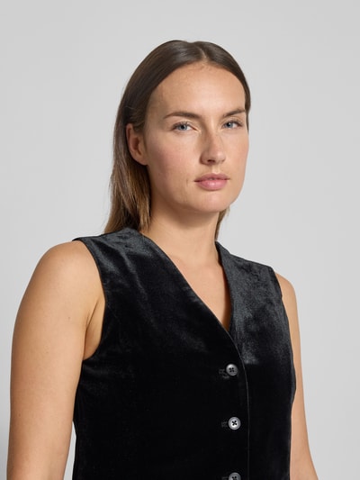 Vero Moda Regular fit fluwelen gilet met enkele knoopsluiting, model 'SHANNA' Zwart - 3
