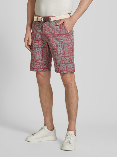 MCNEAL Slim Fit Bermudas mit Gürtel in Flecht-Optik Sky Melange 4