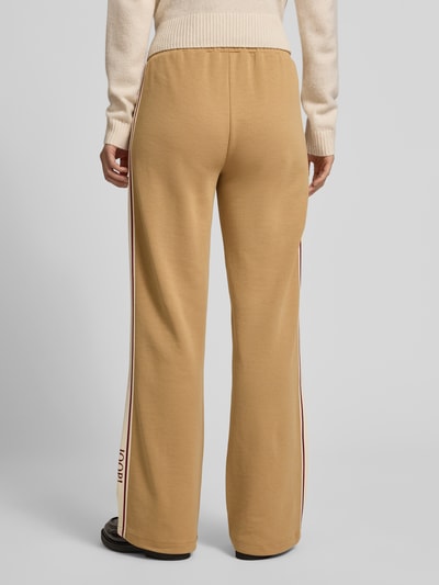 JOOP! Wide leg sweatpants met vaste persplooien, model 'TALINA' Camel - 5