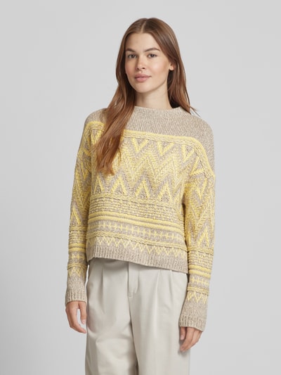 Oui Gebreide pullover met structuurmotief Taupe - 4