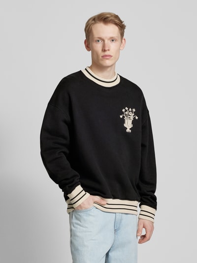 BLKVIS Strickpullover mit Motiv-Stitching Modell 'VASO' Black 4